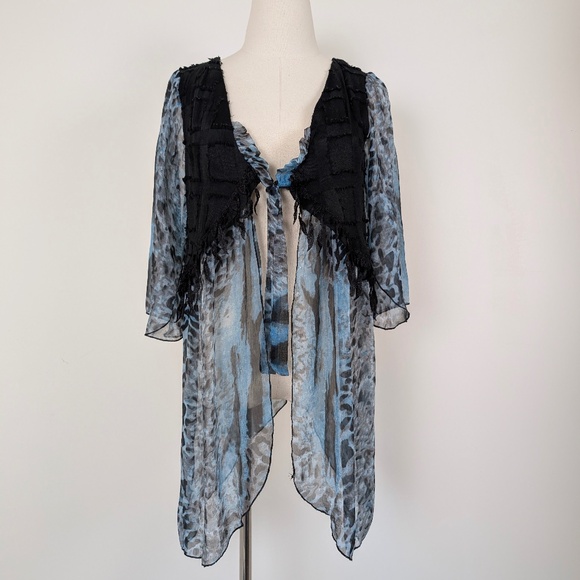 Pretty Angel Cover-up Blouse Front Tie Angel Sleeve Vest Cardigan Shawl - Picture 9 of 10